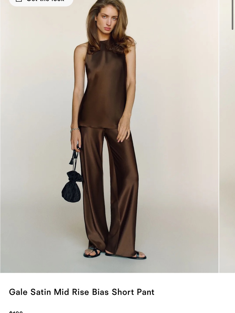 Reformation Brown Satin Wide-Leg Pants - Picture 1 of 2